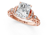 Rose gold Radiant Solitaire Diamond Ring with Filigree Band and Four-Prong Setting_64