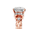 Rose gold Radiant Solitaire Diamond Ring with Filigree Band and Four-Prong Setting_68