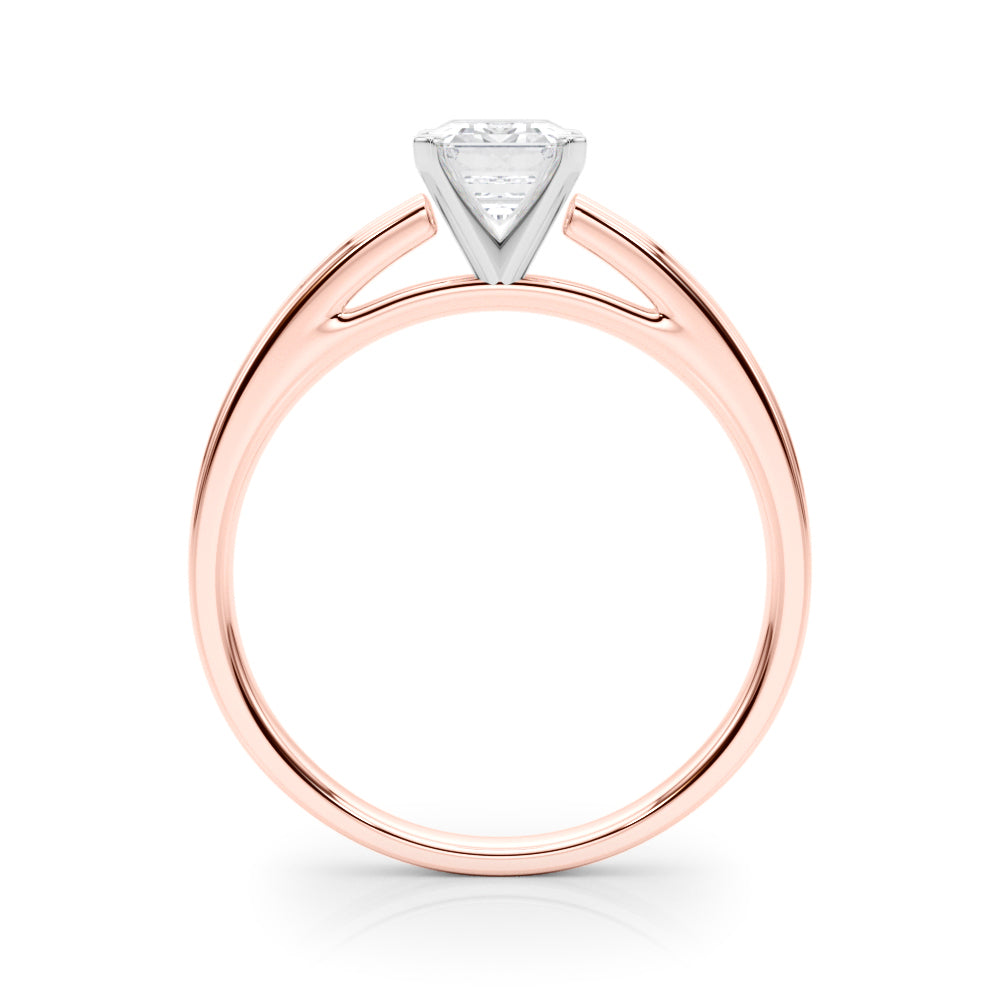 Rose gold Radiant Solitaire Diamond Ring with Four-Prong Setting and Classic Band 1