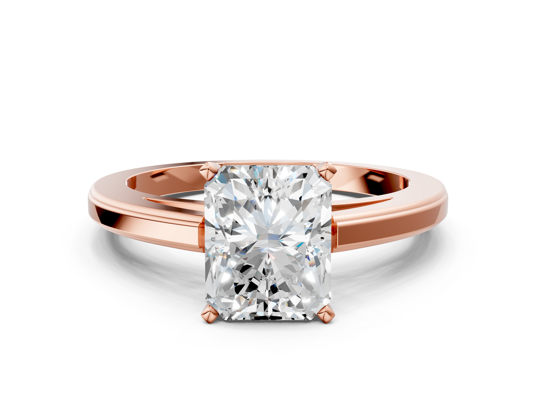 Rose gold Radiant Solitaire Diamond Ring with Four-Prong Setting and Classic Band_17
