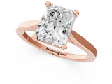Rose gold Radiant Solitaire Diamond Ring with Four-Prong Setting and Tapered Band 2