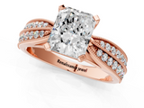 Rose gold Radiant Solitaire Diamond Ring with Milgrain Pavé Band and Four-Prong Setting_37