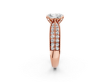 Rose gold Radiant Solitaire Diamond Ring with Milgrain Pavé Band and Four-Prong Setting_38
