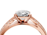 Rose gold Radiant Solitaire Diamond Ring with Milgrain Pavé Band and Four-Prong Setting_40