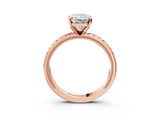Rose gold Radiant Solitaire Diamond Ring with Milgrain and Black Enamel X Pattern Band_212