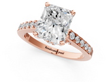 Rose gold Radiant Solitaire Diamond Ring with Pavé Band and Four-Prong Setting_86