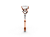 Rose gold Radiant Solitaire Diamond Ring with Pavé Band and Four-Prong Setting_87