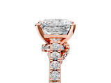 Rose gold Radiant Solitaire Diamond Ring with Pavé Band and Four-Prong Setting_90