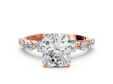 Rose gold Radiant Solitaire Diamond Ring with Pave Band and Four-Prong Setting_272