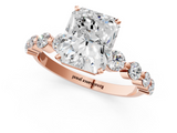 Rose gold Radiant Solitaire Diamond Ring with Pave Band and Four-Prong Setting_273