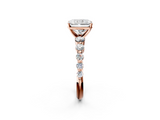 Rose gold Radiant Solitaire Diamond Ring with Pave Band and Four-Prong Setting_274