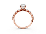 Rose gold Radiant Solitaire Diamond Ring with Pave Band and Four-Prong Setting_275