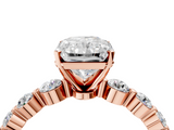 Rose gold Radiant Solitaire Diamond Ring with Pave Band and Four-Prong Setting_276