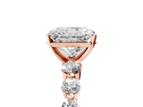 Rose gold Radiant Solitaire Diamond Ring with Pave Band and Four-Prong Setting_277