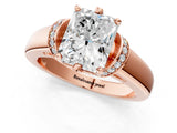Rose gold Radiant Solitaire Diamond Ring with Pave Band and Six-Prong Setting_36