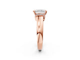 Rose gold Radiant Solitaire Diamond Ring with Pave Band and Six-Prong Setting_37