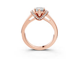 Rose gold Radiant Solitaire Diamond Ring with Pave Band and Six-Prong Setting_38