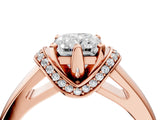 Rose gold Radiant Solitaire Diamond Ring with Pave Band and Six-Prong Setting_39