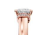 Rose gold Radiant Solitaire Diamond Ring with Pave Band and Six-Prong Setting_40