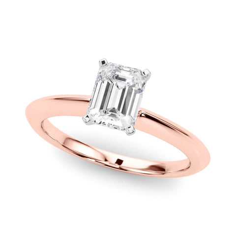 Rose gold Radiant Solitaire Diamond Ring with Six-Prong Setting on a Classic Band 2