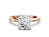 Rose gold Radiant Solitaire Diamond Ring with Six-Prong Setting on a Classic Band