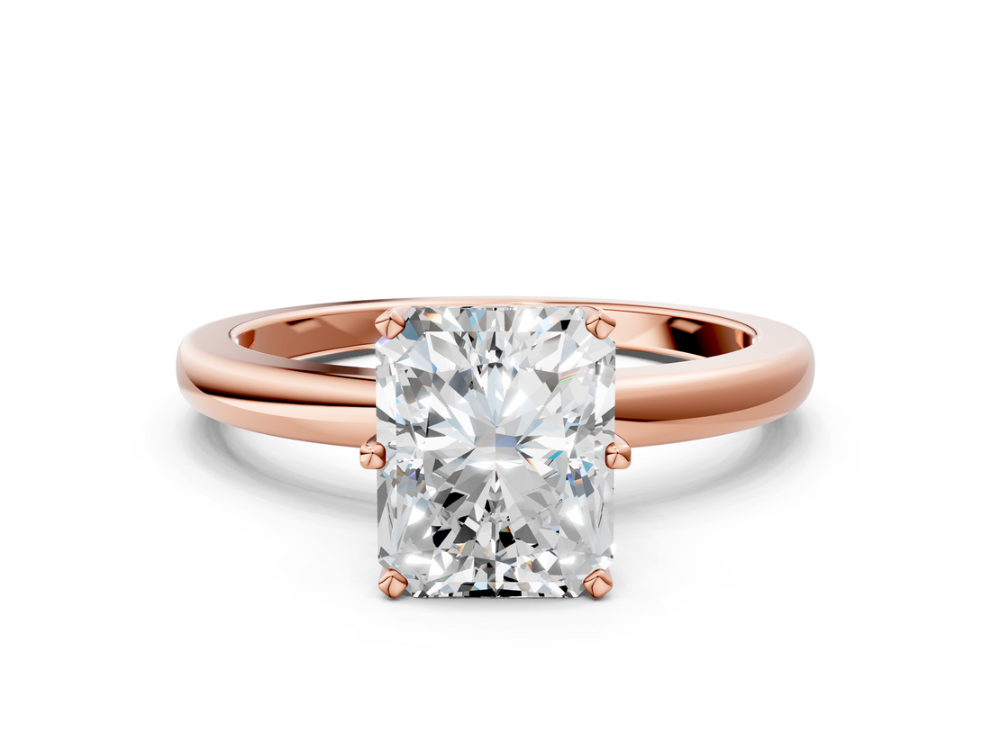 Rose gold Radiant Solitaire Diamond Ring with Six-Prong Setting on a Classic Band_3