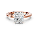 Rose gold Radiant Solitaire Diamond Ring with Split Shank and Four-Prong Setting_12