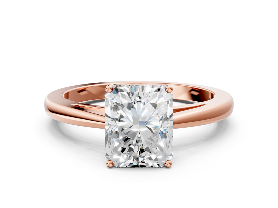Rose gold Radiant Solitaire Diamond Ring with Split Shank and Four-Prong Setting_20