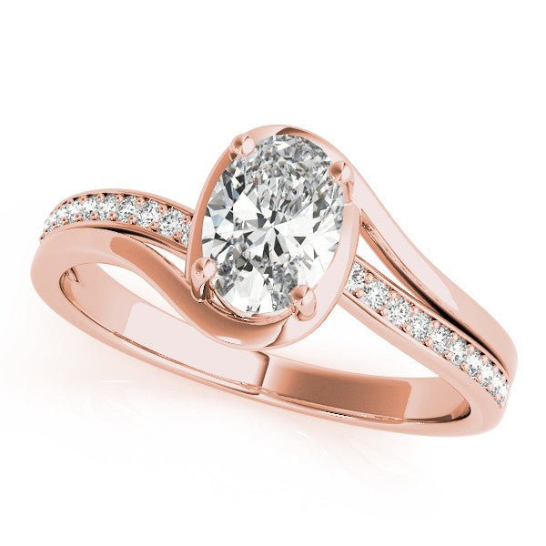 Rose gold Radiant Solitaire Diamond Ring with Split Shank and Prong Setting 1