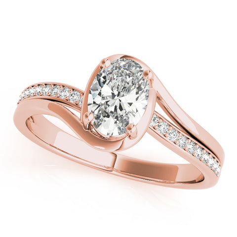 Rose gold Radiant Solitaire Diamond Ring with Split Shank and Prong Setting 1