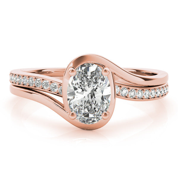 Rose gold Radiant Solitaire Diamond Ring with Split Shank and Prong Setting 2