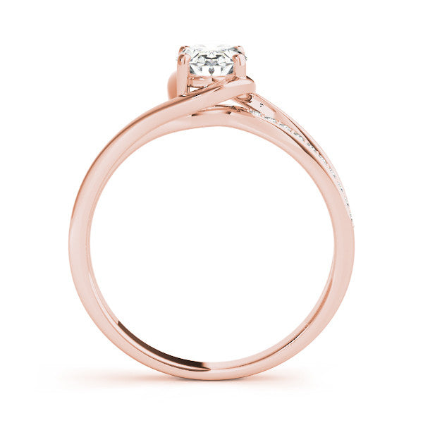 Rose gold Radiant Solitaire Diamond Ring with Split Shank and Prong Setting