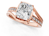 Rose gold Radiant Solitaire Diamond Ring with Split Shank and Prong Setting_66