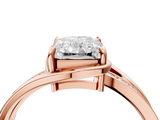 Rose gold Radiant Solitaire Diamond Ring with Split Shank and Prong Setting_69