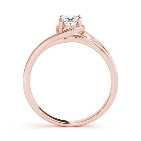 Rose gold Radiant Solitaire Diamond Ring with Split Shank and Prong Setting