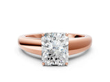 Rose gold Radiant Solitaire Diamond Ring with Tapered Band and Four-Prong Setting_49