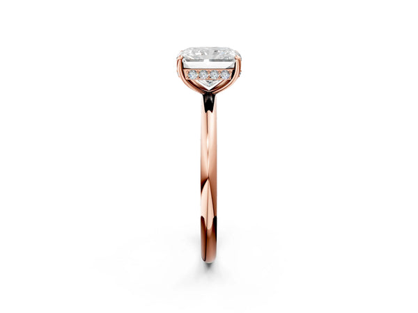 Rose gold Radiant Solitaire Diamond Ring with a Classic Band and Four-Prong Setting