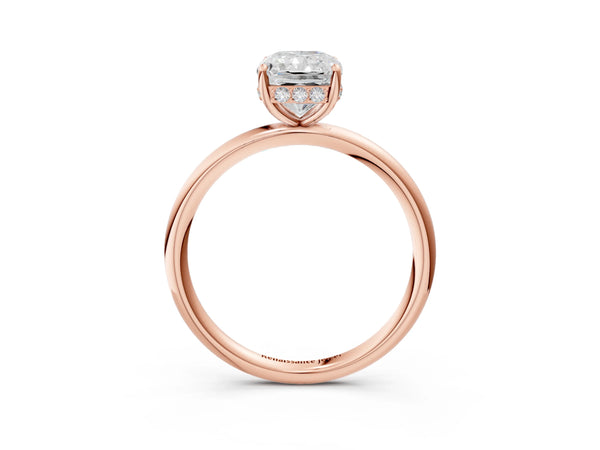 Rose gold Radiant Solitaire Diamond Ring with a Classic Band and Four-Prong Setting