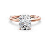 Rose gold Radiant Solitaire Diamond Ring with a Classic Band and Four-Prong Setting