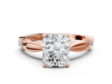 Rose gold Radiant Solitaire Diamond Twisted Band with Four-Prong Setting_77