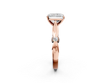 Rose gold Radiant Solitaire Diamond Twisted Band with Four-Prong Setting_79