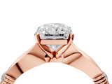 Rose gold Radiant Solitaire Diamond Twisted Band with Four-Prong Setting_81