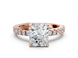 Rose gold Radiant Solitaire Diamond with Pavé Band and Four-Prong Setting_63