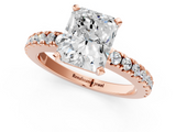 Rose gold Radiant Solitaire Diamond with Pavé Band and Four-Prong Setting_64