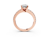 Rose gold Radiant Solitaire Diamond with Pavé Band and Four-Prong Setting_66
