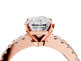 Rose gold Radiant Solitaire Diamond with Pavé Band and Four-Prong Setting_67