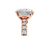 Rose gold Radiant Solitaire Diamond with Pavé Band and Four-Prong Setting_68