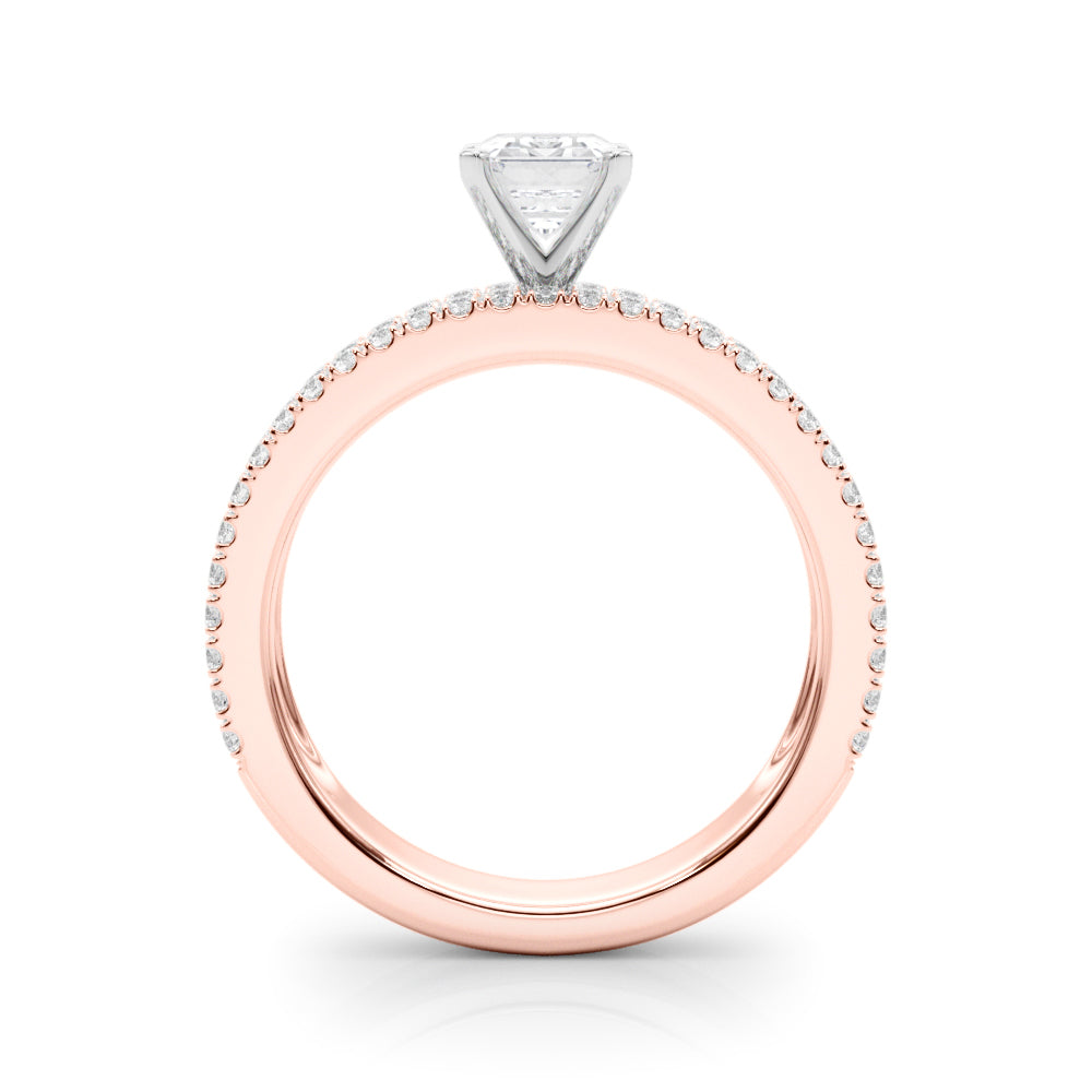 Rose gold Radiant Solitaire Diamond with Pave and Channel Set Band 1