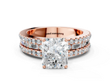 Rose gold Radiant Solitaire Diamond with Pave and Channel Set Band_106