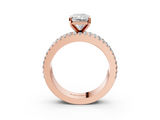 Rose gold Radiant Solitaire Diamond with Pave and Channel Set Band_109